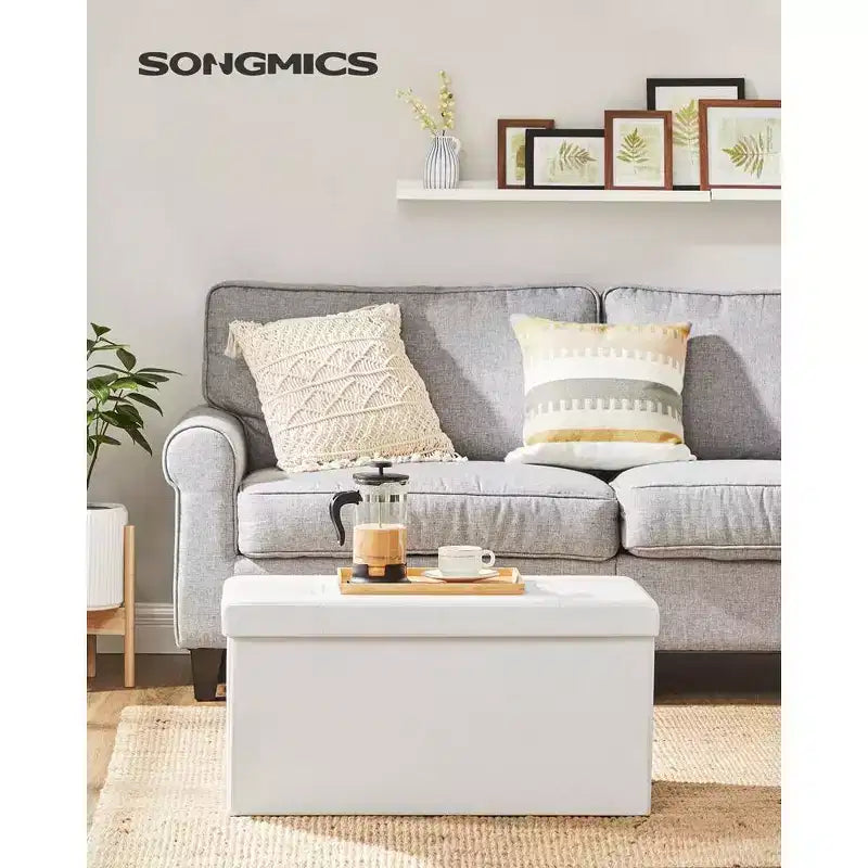SONGMICS Pouf Contenitore, Panchina Contenitore in Similpelle