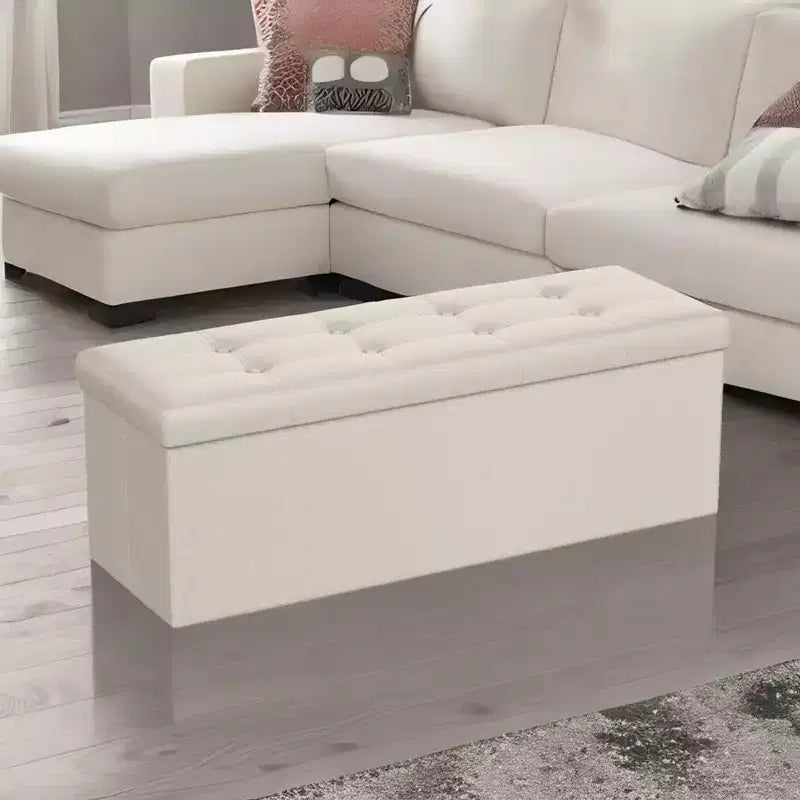 SONGMICS Pouf Contenitore, Panchina Contenitore in Similpelle