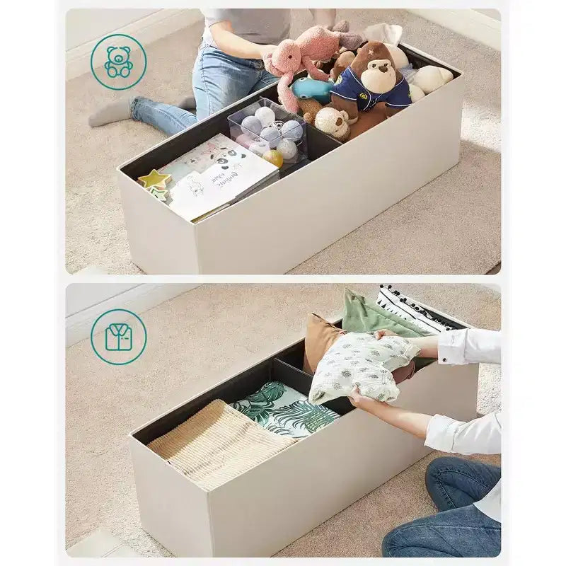 SONGMICS Pouf Contenitore, Panchina Contenitore in Similpelle
