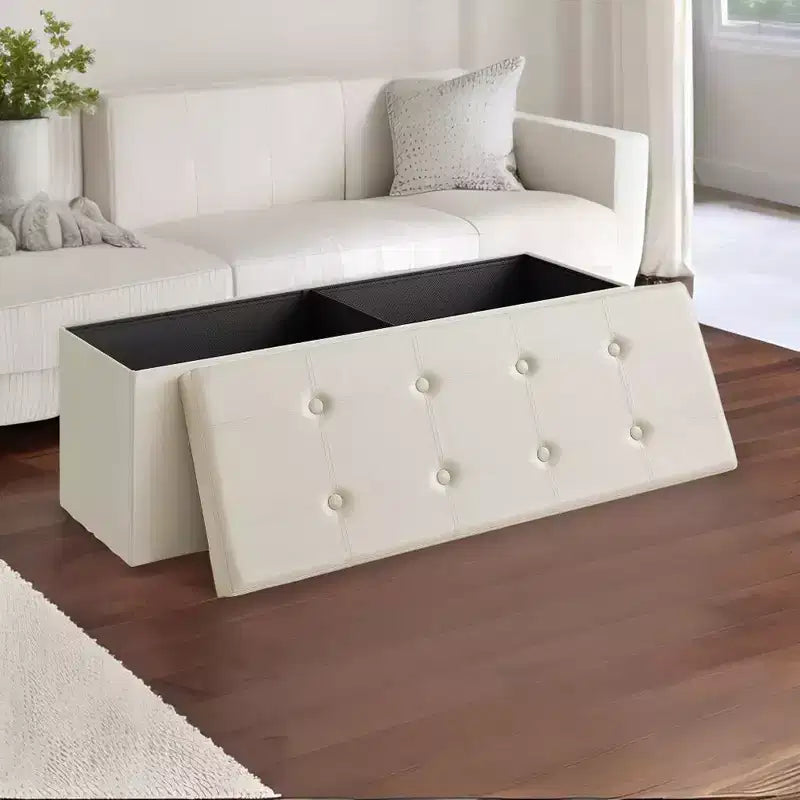 SONGMICS Pouf Contenitore, Panchina Contenitore in Similpelle