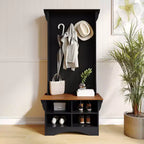 Appendiabiti da ingresso Flash Furniture Paisley con panca, 3 ganci singoli e 4 scomparti inferiori con ripiani regolabili