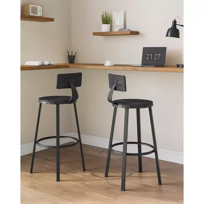 2 Pack Bar Stools, 28.7 Inches Barstools with Back, Counter Stools Bar Chairs with Backrest, Steel Frame