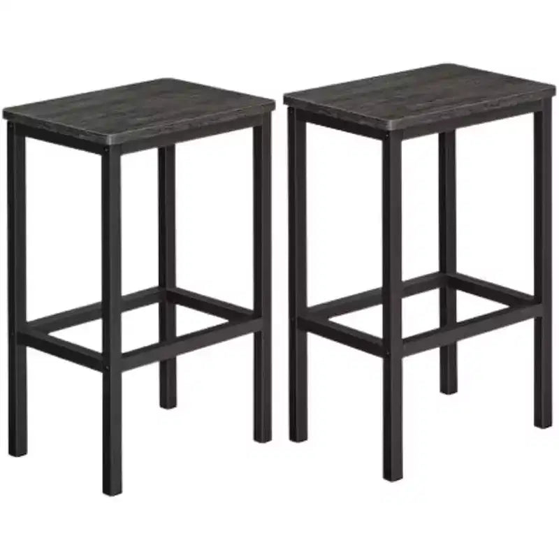 VASAGLE Bar Stools, Set of 2 Bar Chairs, Kitchen Breakfast Bar Stools with Footrest, Industrial in Living Room, Party Room