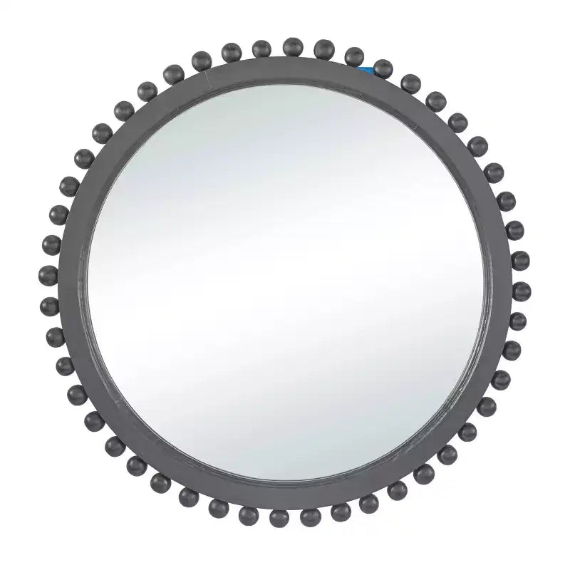 35x35 Mango Wood Wall Mirror with Beaded Detailing - Olivia & May