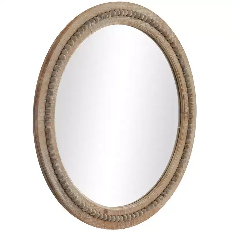 Specchio da parete in legno anticato con dettagli a perline - Olivia & May