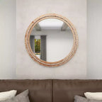 Specchio da parete in legno anticato con dettagli a perline - Olivia & May