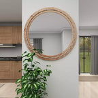 Specchio da parete in legno anticato con dettagli a perline - Olivia & May