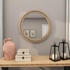 Specchio da parete in legno anticato con dettagli a perline - Olivia & May