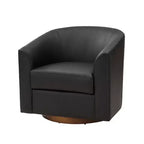 Jessie 30.5 Wide Modern Swivel Barrel Faux Leather Chair with Solid Wood Base|ART OF LIVING DESIGNS