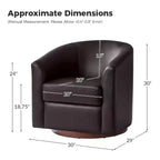 Poltrona a botte moderna girevole Jessie, 77,5 cm, in ecopelle con base in legno massello|ART OF LIVING DESIGNS
