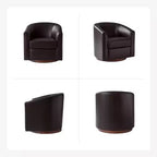 Poltrona a botte moderna girevole Jessie, 77,5 cm, in ecopelle con base in legno massello|ART OF LIVING DESIGNS