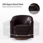Poltrona a botte moderna girevole Jessie, 77,5 cm, in ecopelle con base in legno massello|ART OF LIVING DESIGNS