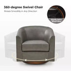 Poltrona a botte moderna girevole Jessie, 77,5 cm, in ecopelle con base in legno massello|ART OF LIVING DESIGNS