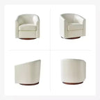 Poltrona a botte moderna girevole Jessie, 77,5 cm, in ecopelle con base in legno massello|ART OF LIVING DESIGNS