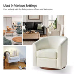 Poltrona a botte moderna girevole Jessie, 77,5 cm, in ecopelle con base in legno massello|ART OF LIVING DESIGNS