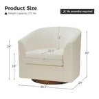 Poltrona a botte moderna girevole Jessie, 77,5 cm, in ecopelle con base in legno massello|ART OF LIVING DESIGNS