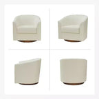 Poltrona a botte moderna girevole Jessie, 77,5 cm, in ecopelle con base in legno massello|ART OF LIVING DESIGNS