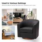 Poltrona a botte moderna girevole Jessie, 77,5 cm, in ecopelle con base in legno massello|ART OF LIVING DESIGNS