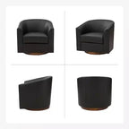 Poltrona a botte moderna girevole Jessie, 77,5 cm, in ecopelle con base in legno massello|ART OF LIVING DESIGNS