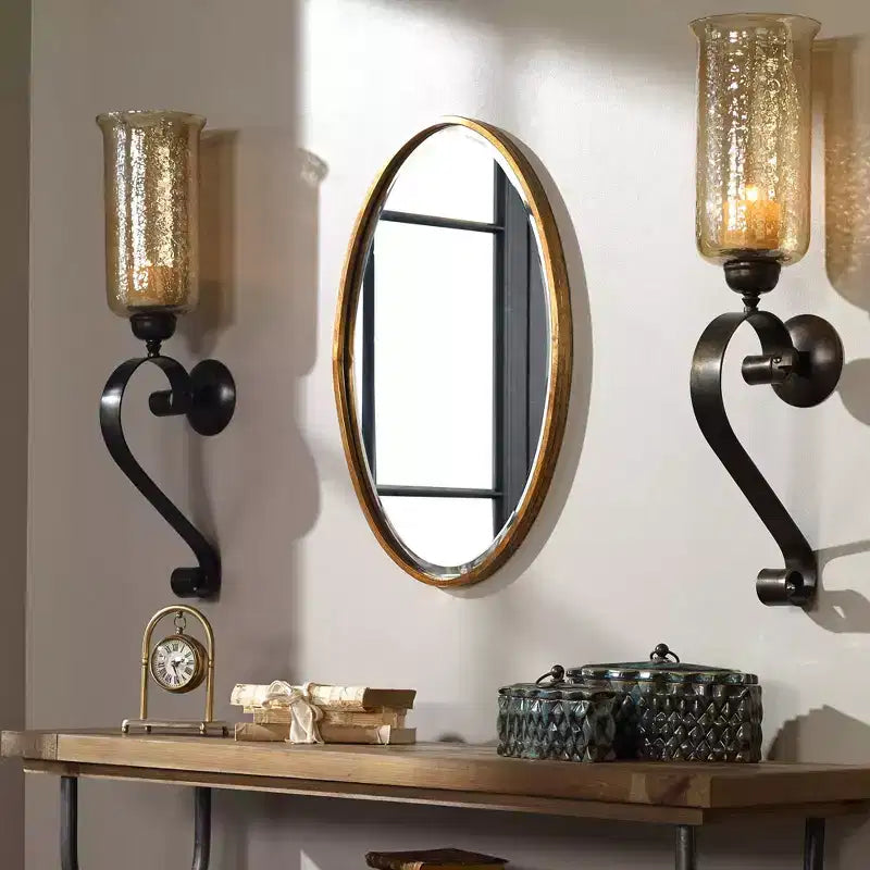 Specchio da parete ovale Herleva 17 3/4 x 28 Uttermost color oro anticato