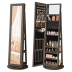 Mirror Jewelry Cabinet Organizer 360 Rotating Jewelry Armoire Storage Box