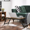 SONGMICS Laptop Desk Adjustable Tilt Top Right-Left Handed Adjustable Folding Legs Drawer Rustic Dark Brown