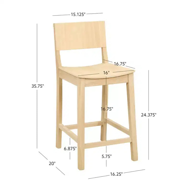 Set di 2 sgabelli da bar da 60,32 cm Elizabeth in legno massiccio, altezza bancone - Linon