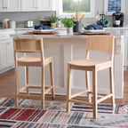 Set di 2 sgabelli da bar da 60,32 cm Elizabeth in legno massiccio, altezza bancone - Linon