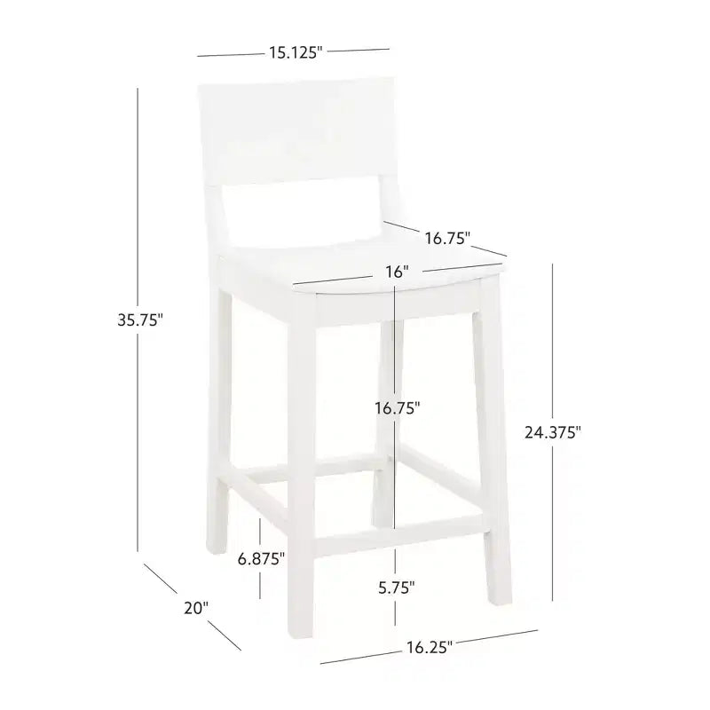 Set di 2 sgabelli da bar da 60,32 cm Elizabeth in legno massiccio, altezza bancone - Linon