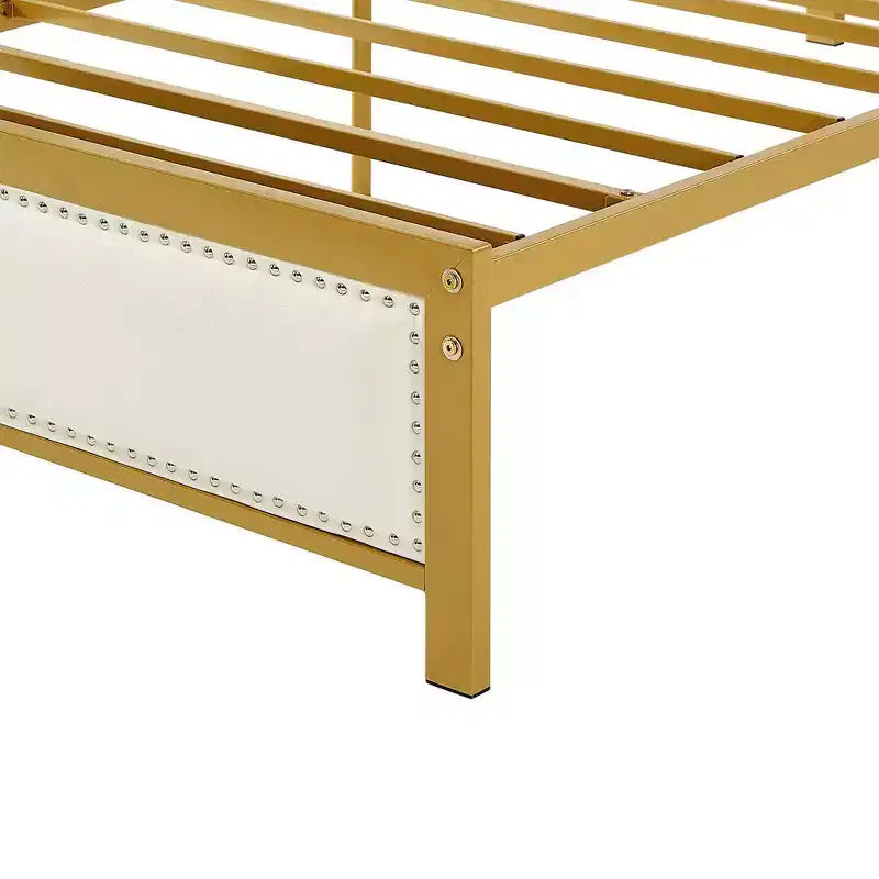 VECELO - Letto imbottito in lino con testiera e pediera, piattaforma resistente, solide doghe in metallo, nessuna necessità di rete a molle, facile da montare
