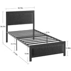 VECELO - Letto imbottito in lino con testiera e pediera, piattaforma resistente, solide doghe in metallo, nessuna necessità di rete a molle, facile da montare