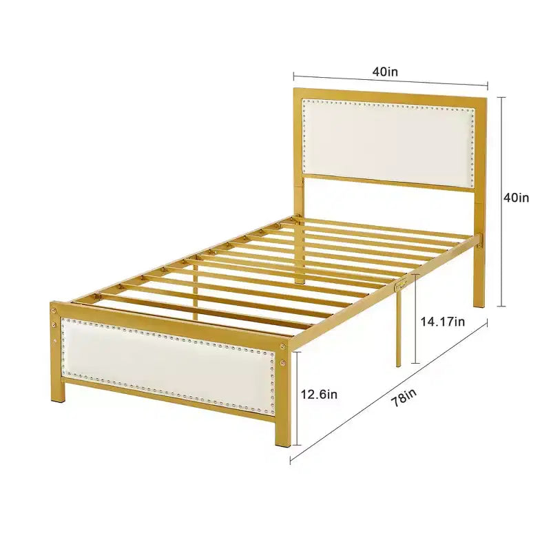 VECELO - Letto imbottito in lino con testiera e pediera, piattaforma resistente, solide doghe in metallo, nessuna necessità di rete a molle, facile da montare