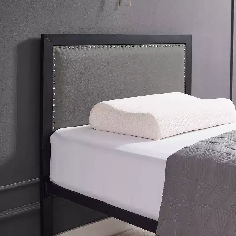VECELO - Letto imbottito in lino con testiera e pediera, piattaforma resistente, solide doghe in metallo, nessuna necessità di rete a molle, facile da montare