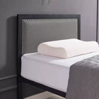 VECELO - Letto imbottito in lino con testiera e pediera, piattaforma resistente, solide doghe in metallo, nessuna necessità di rete a molle, facile da montare