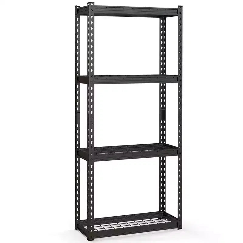 Costway 1 PCS 4-Tier Metal Shelving Unit Heavy Duty Wire Storage Rack with Anti-slip Foot Pads Black
