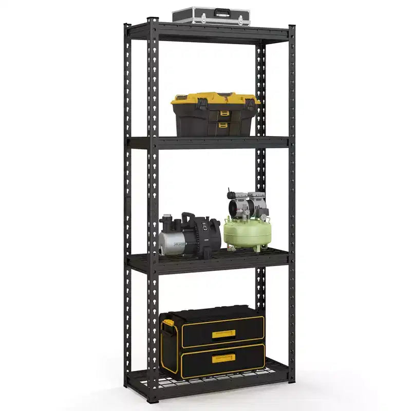 Costway 1 PEZZO Scaffale a 4 Ripiani in Metallo Resistente Unità di Scaffalatura a Filo con Piedini Antiscivolo Nero