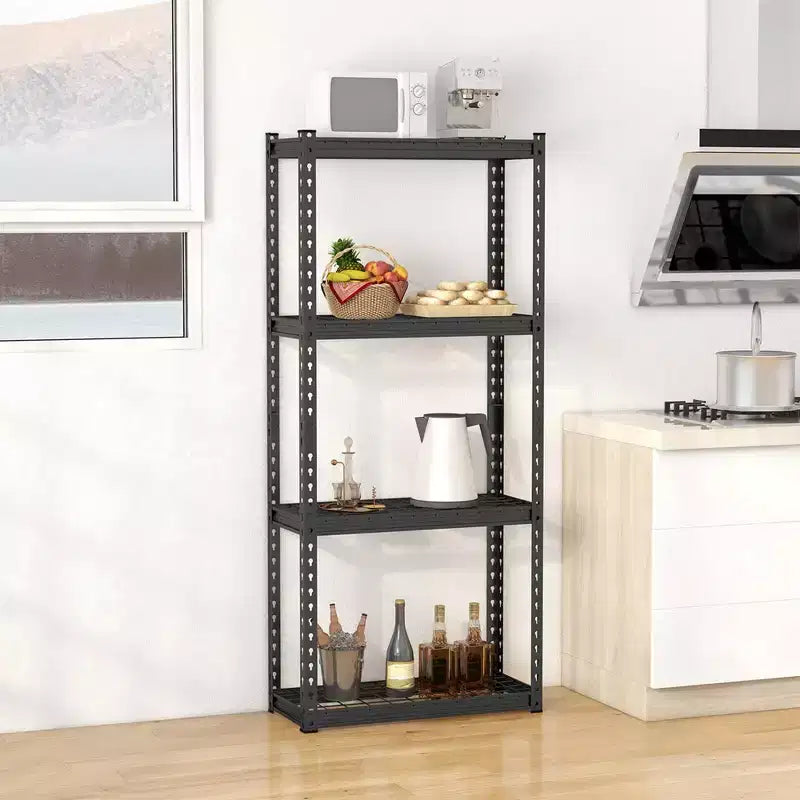 Costway 1 PEZZO Scaffale a 4 Ripiani in Metallo Resistente Unità di Scaffalatura a Filo con Piedini Antiscivolo Nero