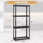 Costway 1 PEZZO Scaffale a 4 Ripiani in Metallo Resistente Unità di Scaffalatura a Filo con Piedini Antiscivolo Nero