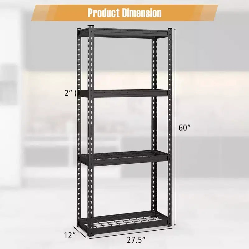 Costway 1 PEZZO Scaffale a 4 Ripiani in Metallo Resistente Unità di Scaffalatura a Filo con Piedini Antiscivolo Nero