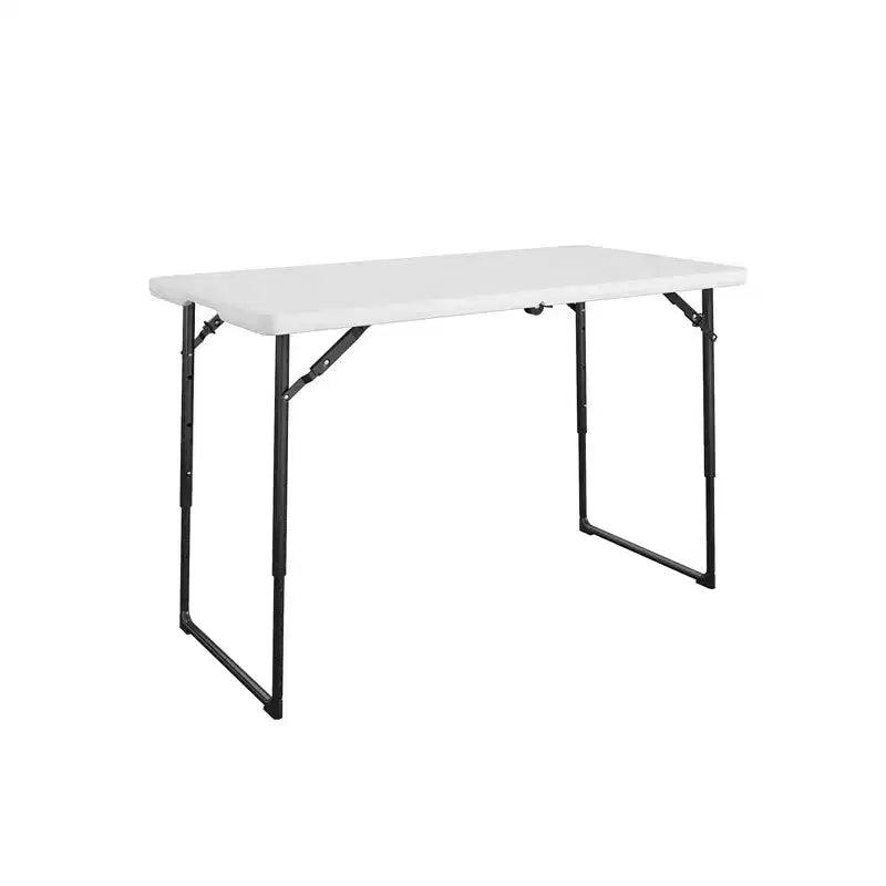 COSCO 4 ft. Blow Mold Utility Table, Adjustable Height, White