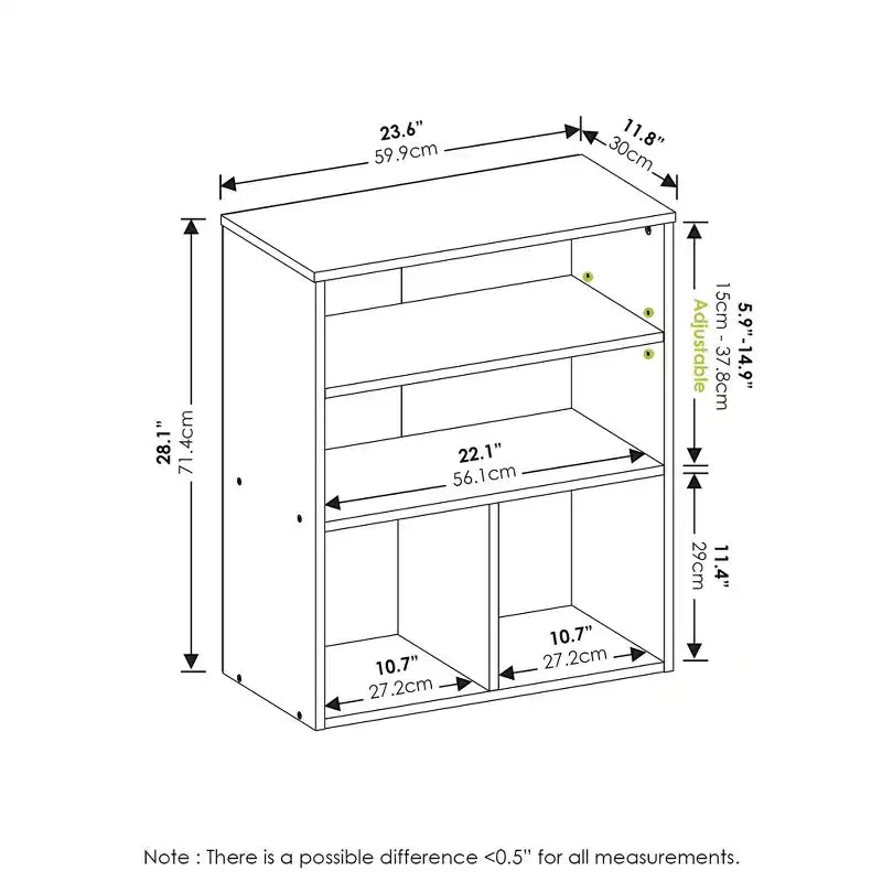 Furinno Scaffale Aperto a 3 Ripiani, Espositore Multiuso a 3 Cubi con Ripiani Regolabili, Rovere Nero
