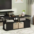 Furinno Modern TV Stand Media Entertainment Center for TV's up To 50 w/Open Storage Compartment for Living Room&Bedroom,Americano