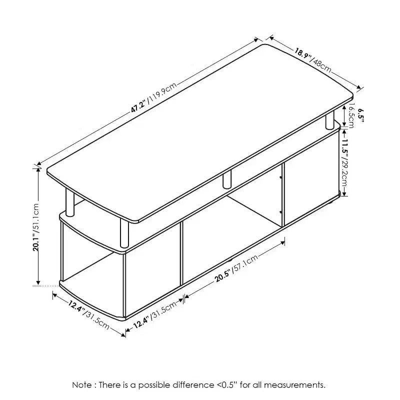 Furinno Mobile TV Moderno Centro di Intrattenimento per TV Fino a 50" con Vano Contenitore Aperto per Soggiorno e Camera da Letto, Americano