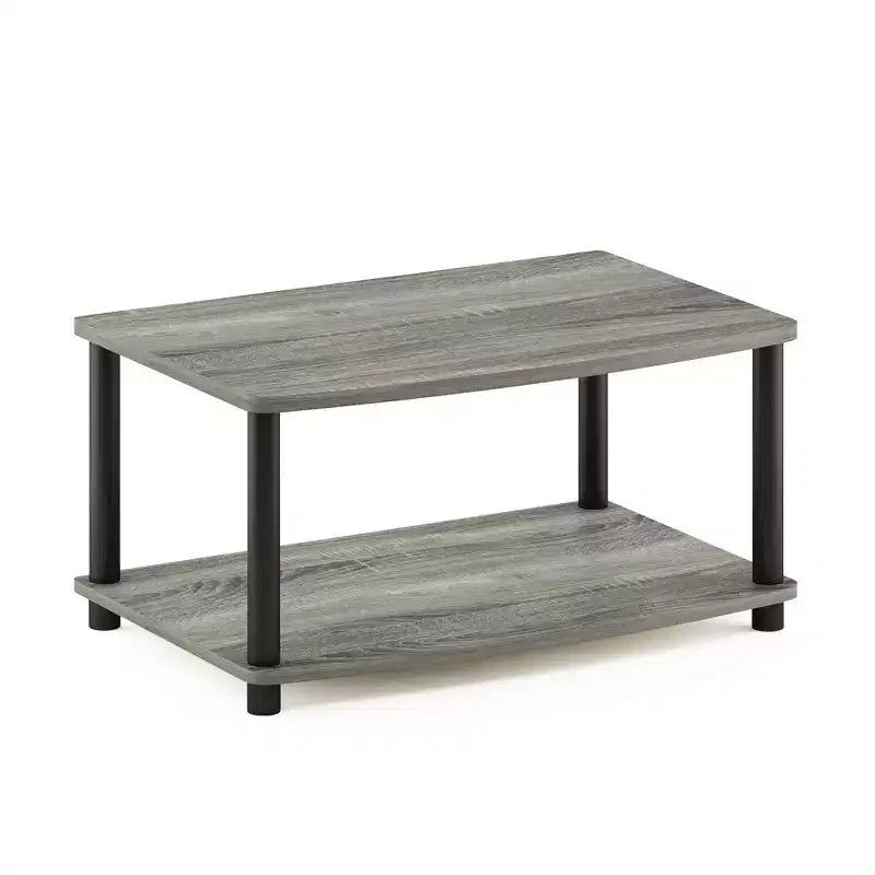 Furinno Industrial No Tools Supporto TV Rialzato con 2 Ripiani Aperti per TV Fino a 25 Pollici Rovere Grigio/Nero
