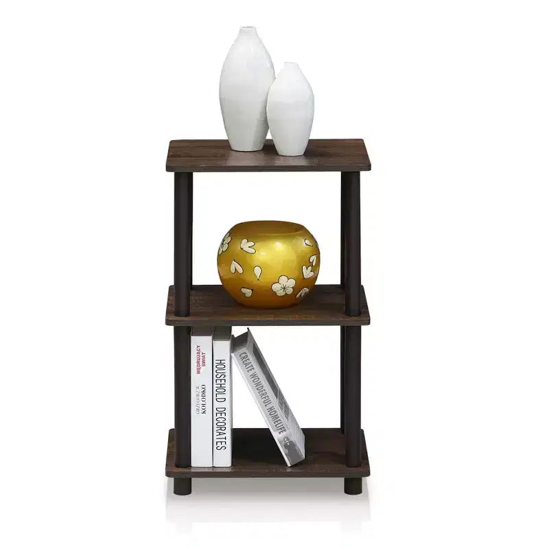 Furinno Tavolino da Divano a 3 Ripiani, Libreria Aperta, Angolo Espositivo, Scaffali, Noce