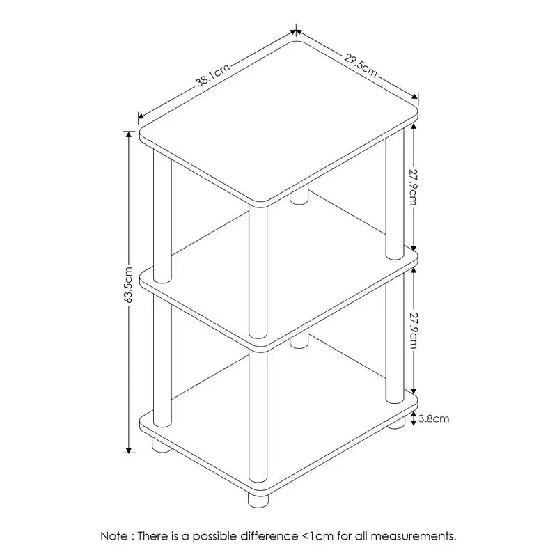 Furinno Tavolino da Divano a 3 Ripiani, Libreria Aperta, Angolo Espositivo, Scaffali, Noce