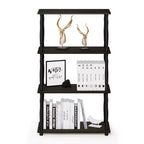 Furinno Moderno Scaffale Decorativo a 4 Ripiani Libreria Aperta Scaffale Multiuso per Esposizione per Soggiorno, Ufficio e Arredamento, Espresso/Nero