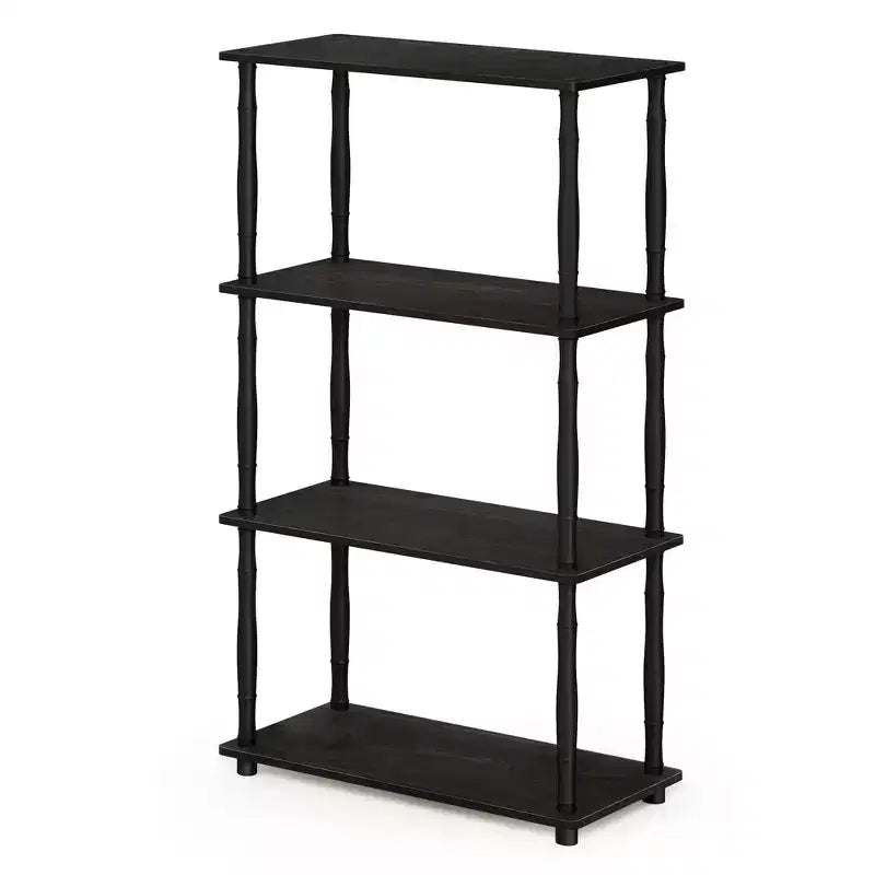 Furinno Moderno Scaffale Decorativo a 4 Ripiani Libreria Aperta Scaffale Multiuso per Esposizione per Soggiorno, Ufficio e Arredamento, Espresso/Nero