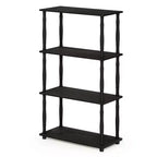 Furinno Moderno Scaffale Decorativo a 4 Ripiani Libreria Aperta Scaffale Multiuso per Esposizione per Soggiorno, Ufficio e Arredamento, Espresso/Nero