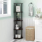 Furinno Modern 5-Shelf Tall Bookshelf Multipurpose Shelving Unit Corner Display Rack,Dark Cherry/Black